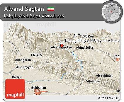 Shaded Relief Panoramic Map of Alvand Sagtan