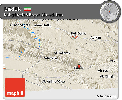 Shaded Relief Panoramic Map of Bādūk