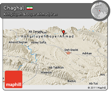Shaded Relief Panoramic Map of Chaghal