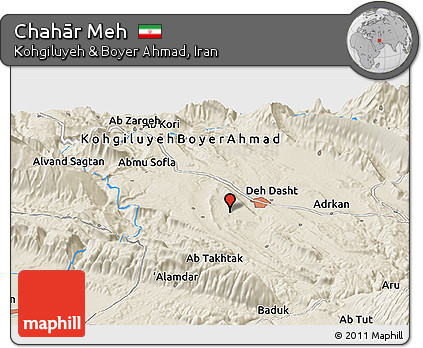 Shaded Relief Panoramic Map of Chahār Meh