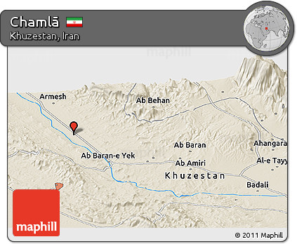 Shaded Relief Panoramic Map of Chamlā