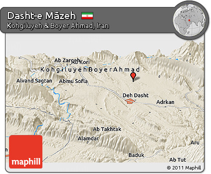 Shaded Relief Panoramic Map of Dasht-e Māzeh