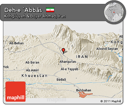 Shaded Relief Panoramic Map of Deh-e `Abbās