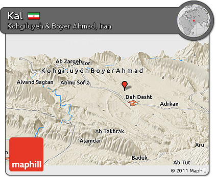 Shaded Relief Panoramic Map of Kal