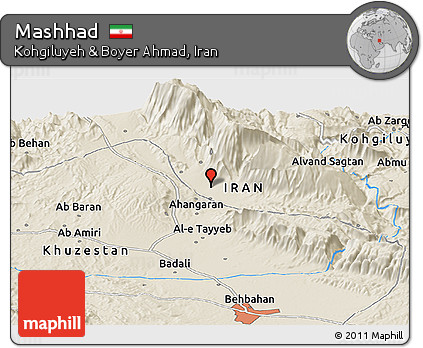 Shaded Relief Panoramic Map of Mashhad