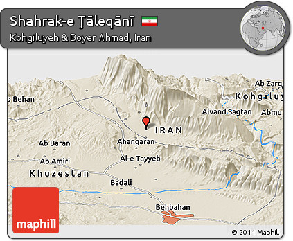 Shaded Relief Panoramic Map of Shahrak-e Ţāleqānī
