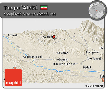 Shaded Relief Panoramic Map of Tang-e `Abdāl