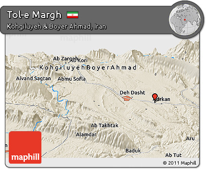 Shaded Relief Panoramic Map of Tol-e Margh