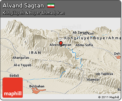 Shaded Relief Panoramic Map of Alvand Sagtan