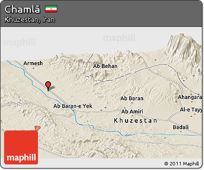 Shaded Relief Panoramic Map of Chamlā