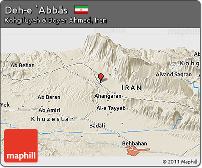 Shaded Relief Panoramic Map of Deh-e `Abbās