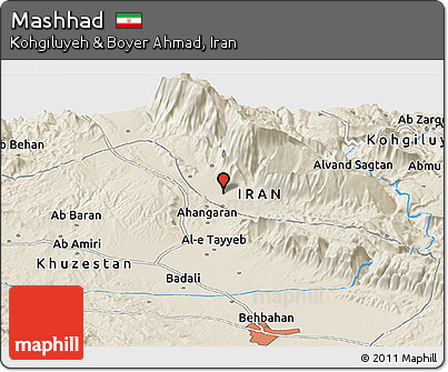 Shaded Relief Panoramic Map of Mashhad
