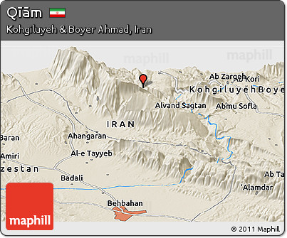 Shaded Relief Panoramic Map of Qīām