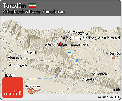 Shaded Relief Panoramic Map of Tarzdūn