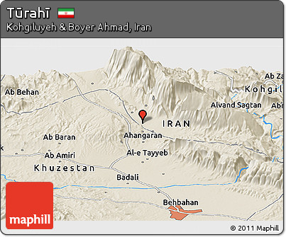 Shaded Relief Panoramic Map of Tūrahī