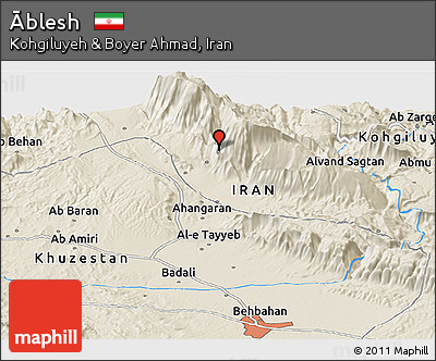 Shaded Relief Panoramic Map of Āblesh