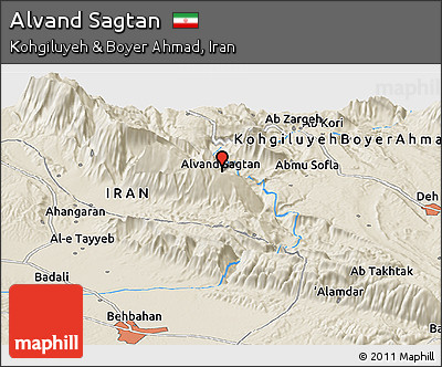 Shaded Relief Panoramic Map of Alvand Sagtan
