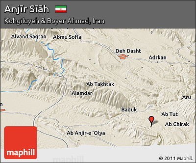 Shaded Relief Panoramic Map of Anjīr Sīāh