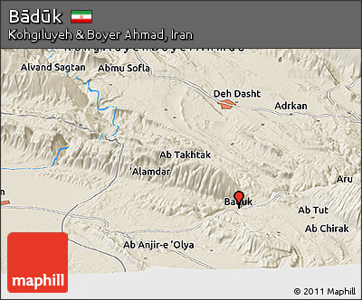 Shaded Relief Panoramic Map of Bādūk