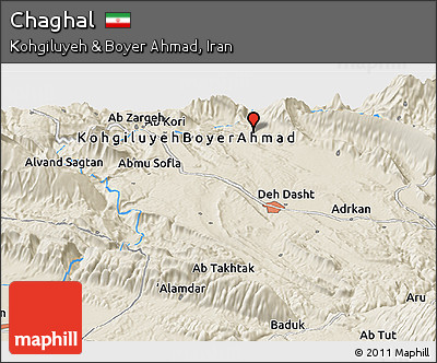 Shaded Relief Panoramic Map of Chaghal