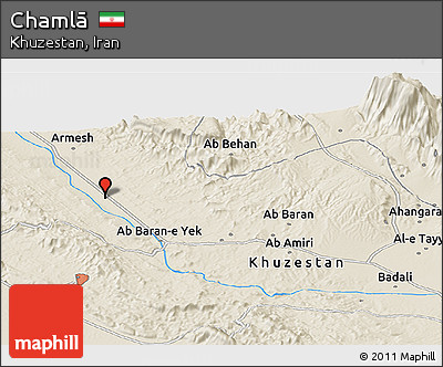 Shaded Relief Panoramic Map of Chamlā