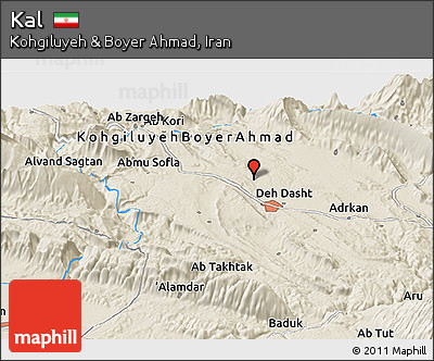 Shaded Relief Panoramic Map of Kal