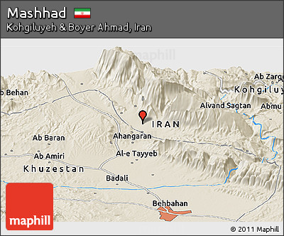 Shaded Relief Panoramic Map of Mashhad