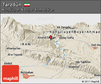 Shaded Relief Panoramic Map of Tarzdūn