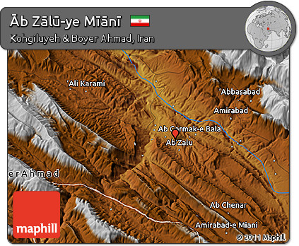 Physical 3D Map of Āb Zālū-ye Mīānī