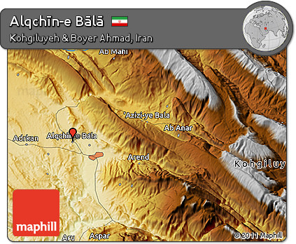 Physical 3D Map of Alqchīn-e Bālā