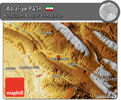 Physical 3D Map of `Azīzī-ye Pā'īn