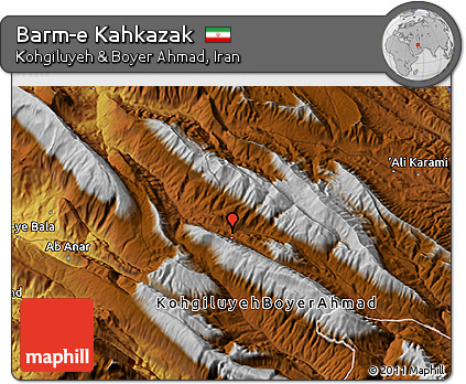 Physical 3D Map of Barm-e Kahkazak