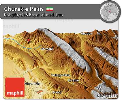 Physical 3D Map of Chūrak-e Pā'īn