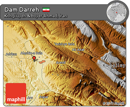 Physical 3D Map of Dam Darreh