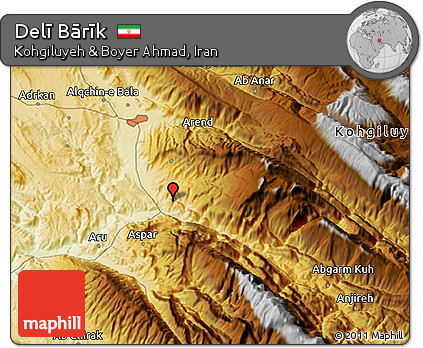 Physical 3D Map of Delī Bārīk