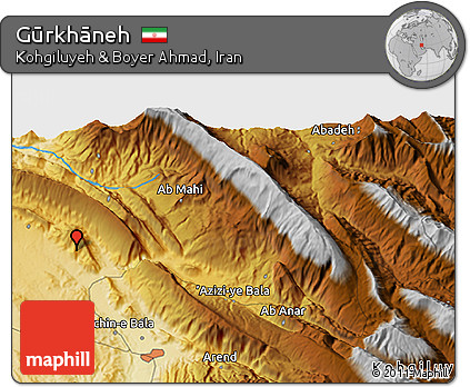 Physical 3D Map of Gūrkhāneh