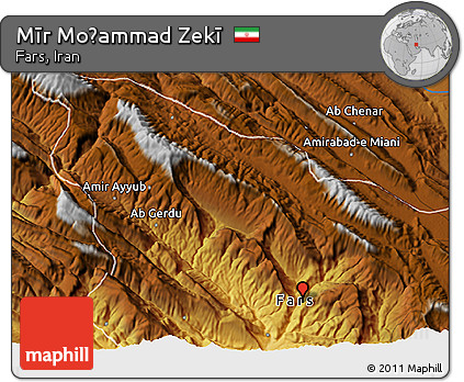 Physical 3D Map of Mīr Moḩammad Zekī