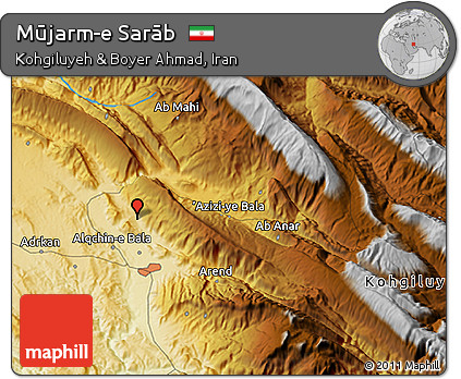Physical 3D Map of Mūjarm-e Sarāb
