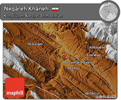 Physical 3D Map of Neqāreh Khāneh