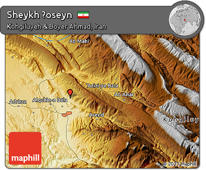 Physical 3D Map of Sheykh Ḩoseyn
