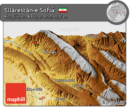Physical 3D Map of Sīlārestān-e Soflá