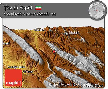 Physical 3D Map of Ţāveh Espīd
