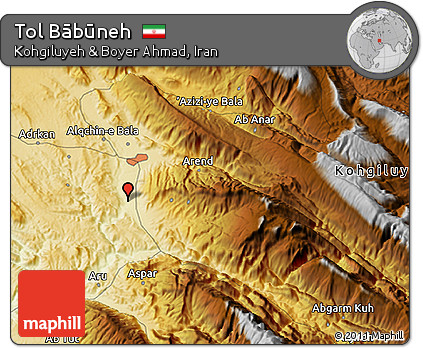 Physical 3D Map of Tol Bābūneh