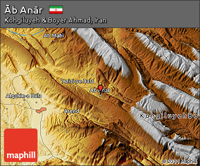 Physical 3D Map of Āb Anār