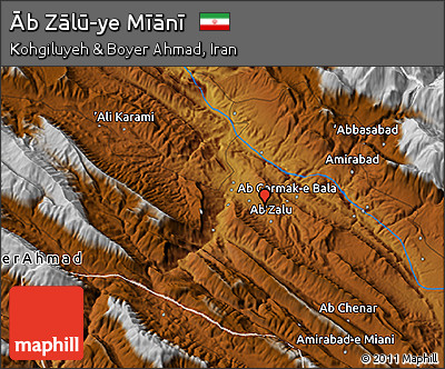 Physical 3D Map of Āb Zālū-ye Mīānī