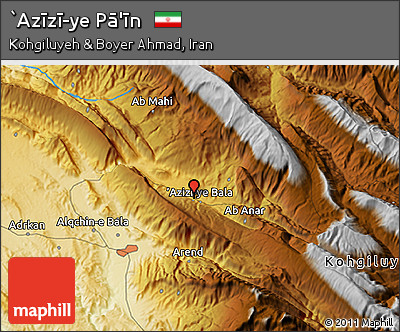 Physical 3D Map of `Azīzī-ye Pā'īn