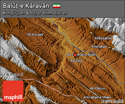 Physical 3D Map of Balūţ-e Kāravān