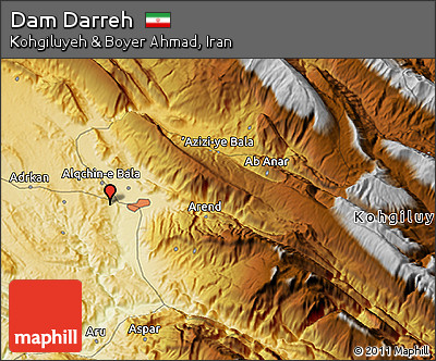 Physical 3D Map of Dam Darreh