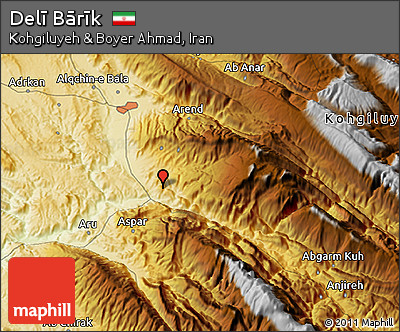 Physical 3D Map of Delī Bārīk