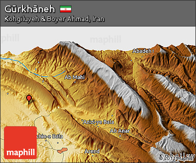 Physical 3D Map of Gūrkhāneh